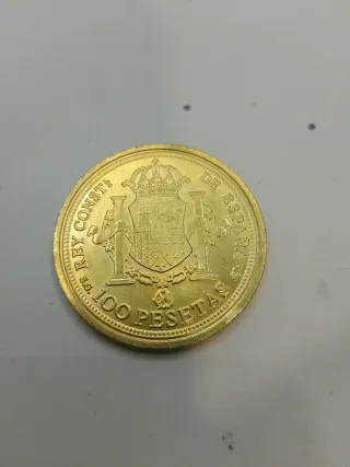 Moneda 100 Pesetas Alfonso XIII Baño Oro 24K 1897