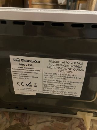 Microondas Orbegozo con Grill