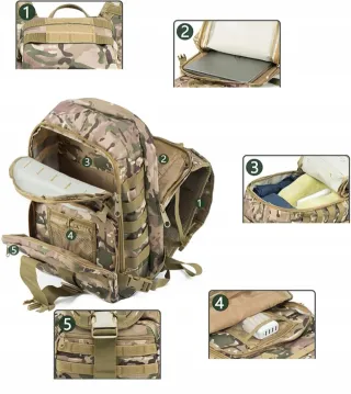 Mochila Táctica 42-60L Kit Supervivencia