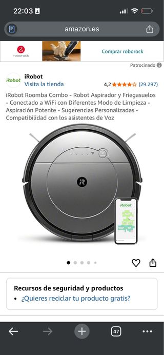 Robot Aspirador y Fregasuelos iRobot Roomba Combo