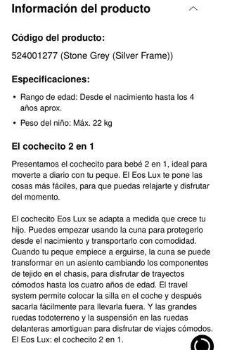 Carrito Bebé Cybex Eos Lux Gris