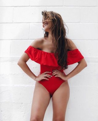 Bañador Agüita Swimwear volantes rojo Talla S