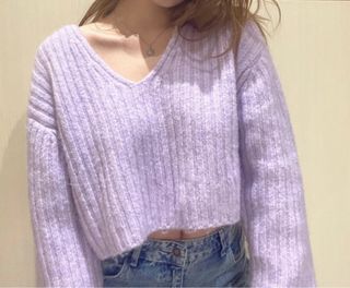 Jersey Lila Crop Talla Única ZARA