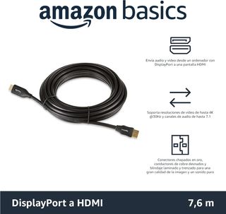 Cavo adattatore DisplayPort a HDMI Amazon Basics, 7,6 m, nero