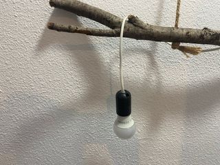 Lámpara rústica artesanal madera natural