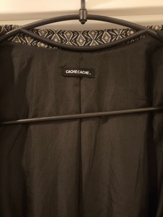 Blazer Estampado Preto e Bege