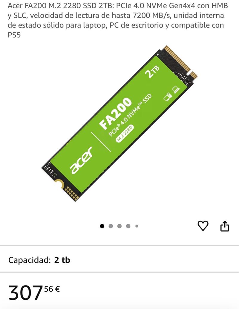 SSD Acer FA200 M.2 2280 2TB PCIe 4.0 NVMe