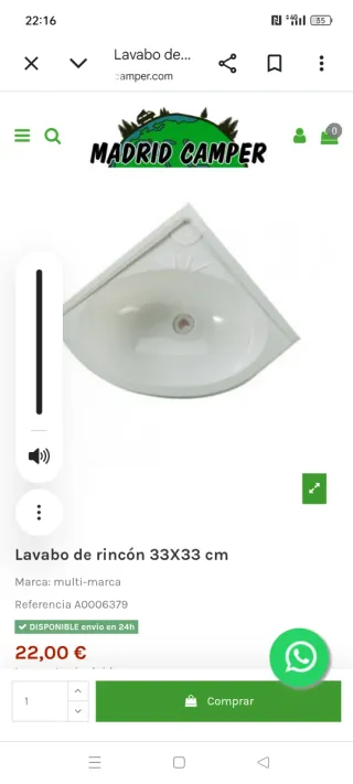 Lavabo de rincón 33X33 cm