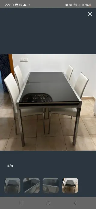 Mesa extensible Conforama cristal y metal