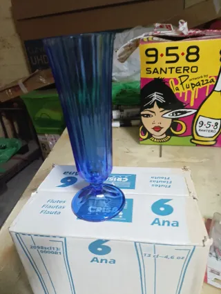 Set 6 Bicchieri Flute Crisal Blu