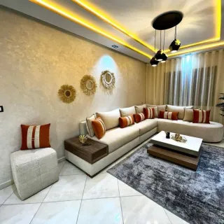 Sofá modular curvo color crema