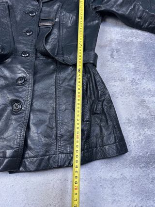 Gabardina Stradivarius Vintage Cuero Negra  Mujer