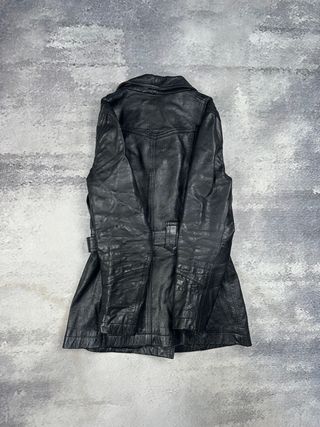 Gabardina Stradivarius Vintage Cuero Negra  Mujer