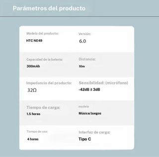 Auriculares HTC NE49 Negro