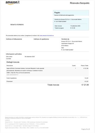 Apple AirPods 4 2025 IN GARANZIA + Custodia