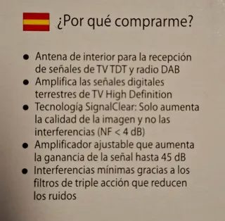 Antena TV Interior Amplificada ONE FOR ALL