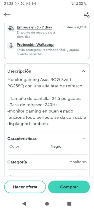 Monitor Asus Rog Swift Nero/Rosso