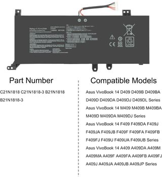 Batería ANTIEE B21N1818-3 ASUS VivoBook A409 D409