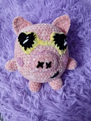 Muñeco Cerdo Rosa Peluche Gafas Corazón