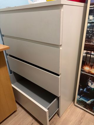 Cajonera blanca 4 cajones grandes 80 x 100 x 48 cm