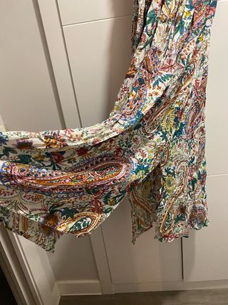 Vestido largo tirantes estampado étnico-floral