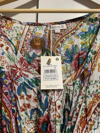 Vestido largo tirantes estampado étnico-floral