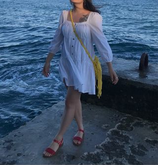 Vestido blanco Zara algodón