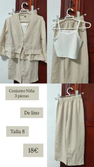 Conjunto niña lino 3 piezas Talla 8