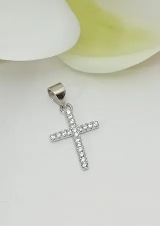 Colgante Cruz Plata Ley 925 Circonitas 16x12mm