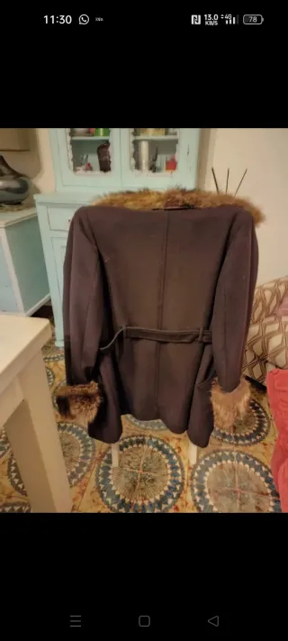 Cappotto vintage donna marrone con pelliccia