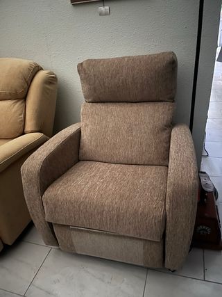Sofá Relax Tela Beige/Marrón