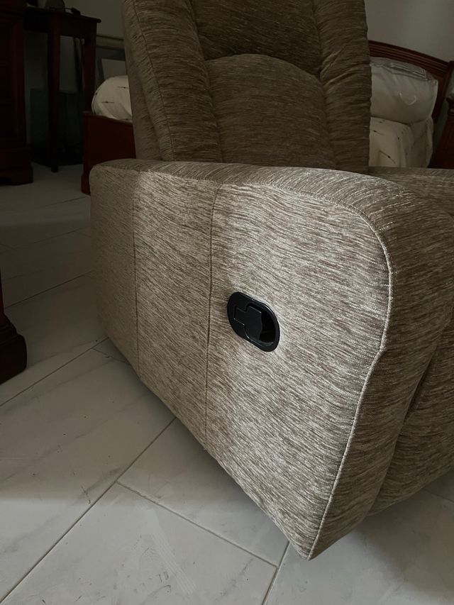 Sillón Relax Giratorio Tela Beige/Marrón