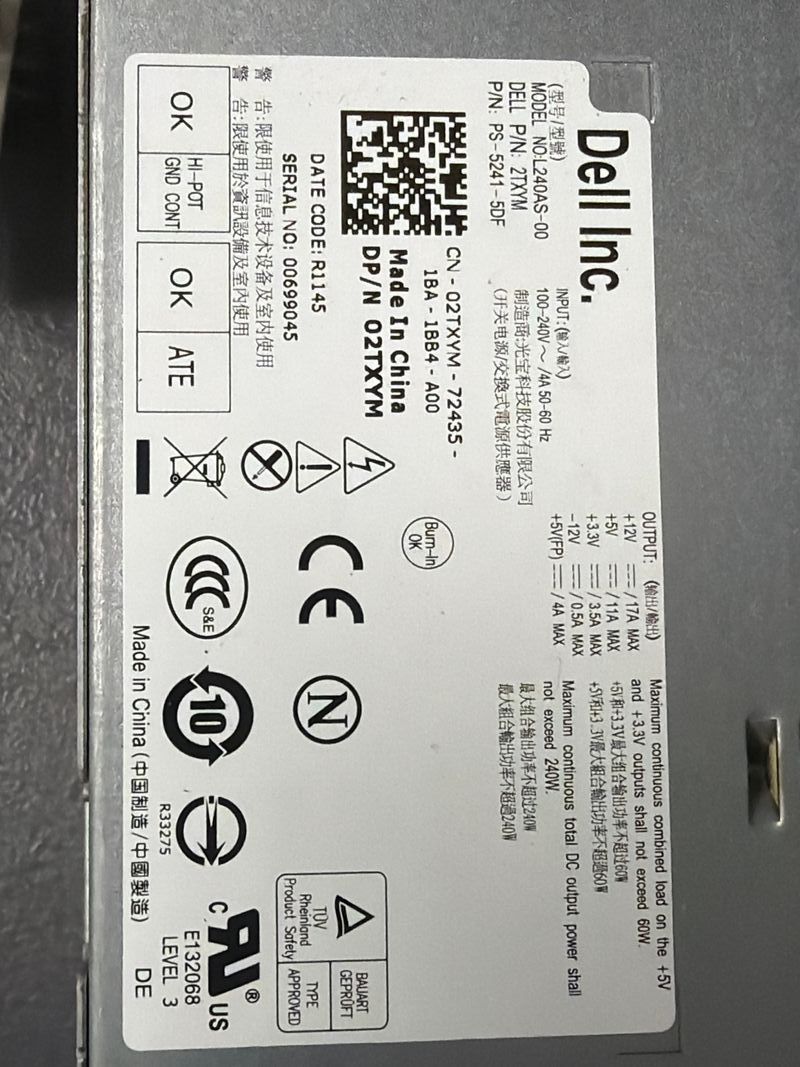 Fuente Alimentación Dell L240AS-00 240W