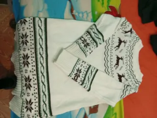 Jersey Invierno Mujer Renos Marrón Blanco