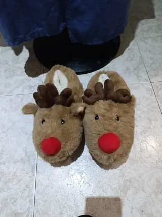 Zapatillas reno peluche calentitas