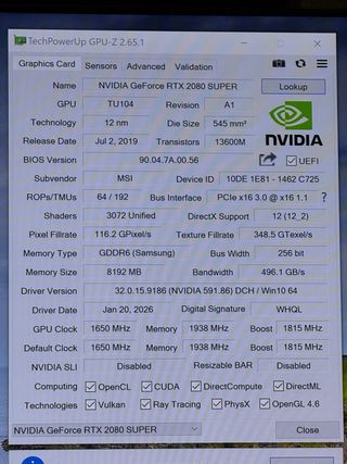 RTX 2080 SUPER MSI GAMING TRIO