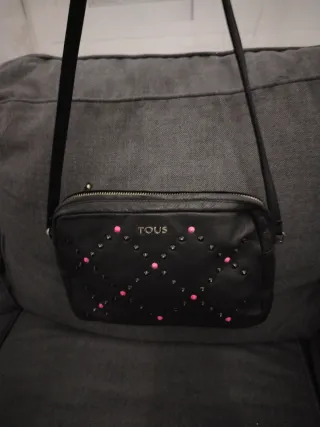 Bolso Tous piel natural Negro con Tachuelas Rosas