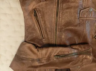 Chaqueta de piel Pepe Jeans marrón