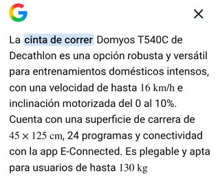 Cinta de Correr Domyos TC540 Casi Nueva,costo 750€