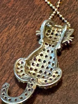 Collana con ciondolo gatto zirconi argento
