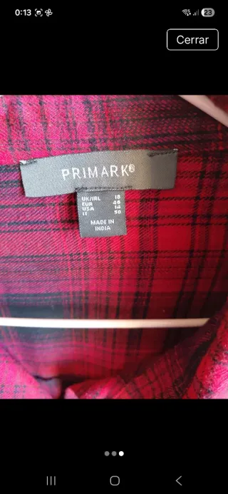 Camisa cuadros mujer Primark Talla 48