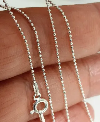 Cadena Bolitas Plata Ley 925 45cm