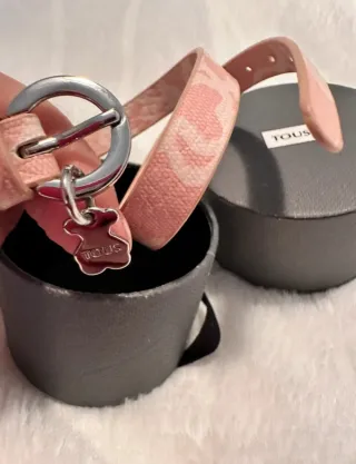 Pulsera Tous Oso Rosa y Plata