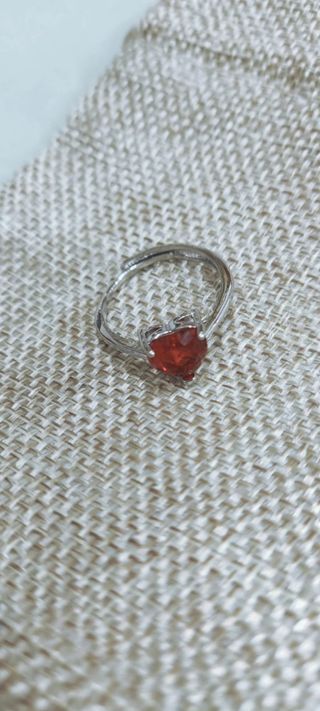 Conjunto Plata Corazón Rojo
