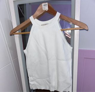 Top blanco de canalé