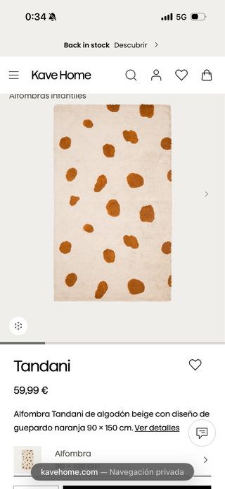 Tappeto Kave Home Tandani Cotone Beige Arancione