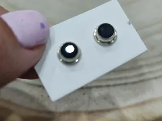 Pendientes Plata Ley Zafiro Negro Redondo