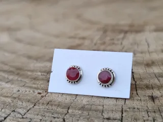 Pendientes Plata Ley Ovalados Rubí