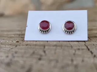 Pendientes Plata Ley Ovalados Rubí