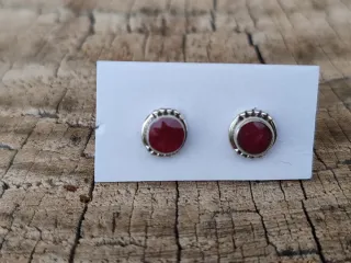 Pendientes Plata Ley Ovalados Rubí